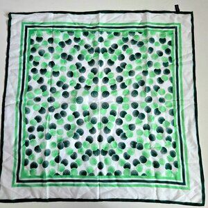 Vintage Alfred Sung 100% Cotton Square Scarf  Green White Abstract